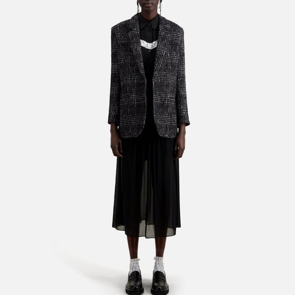 The Kooples - Wool and Alpaca Jacket - Black and White - Women