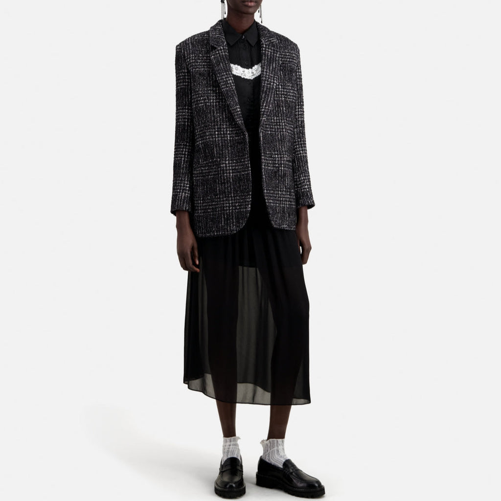 The Kooples - Chaqueta De Lana Y Alpaca - Negro Y Blanco - Mujer