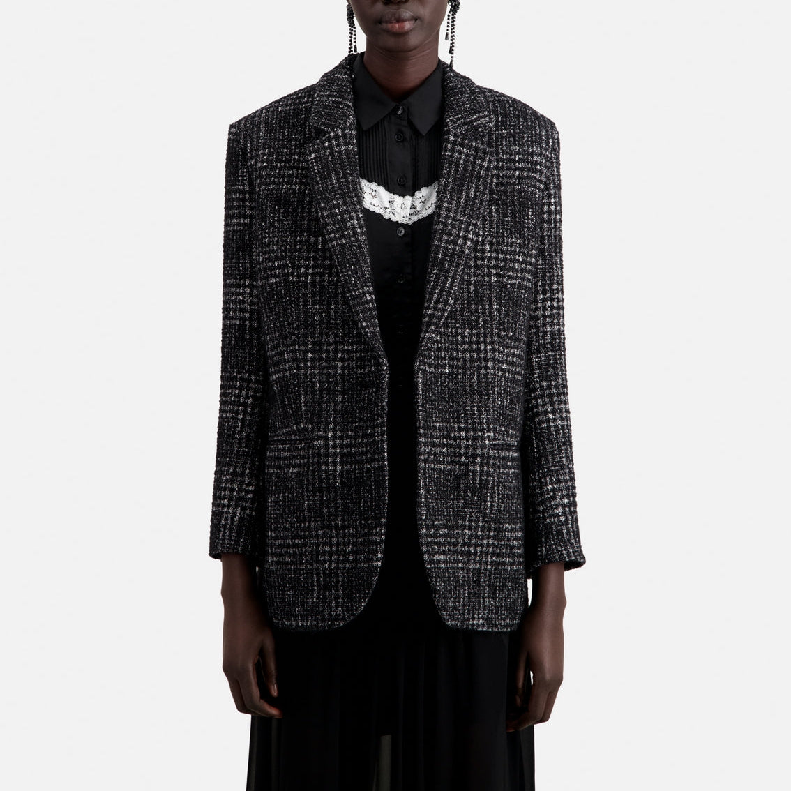 The Kooples - Chaqueta De Lana Y Alpaca - Negro Y Blanco - Mujer
