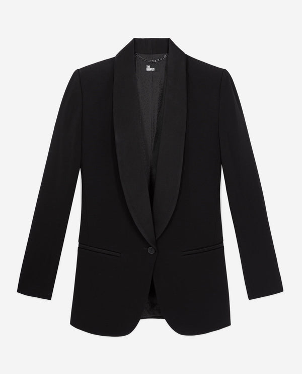 The Kooples - Crêpe Suit Jacket with Shawl Collar and Satin Lapels - Women
