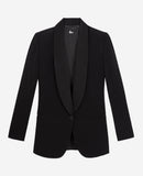 Americana de crepé con cuello chal, cuello y solapas de raso - Mujer