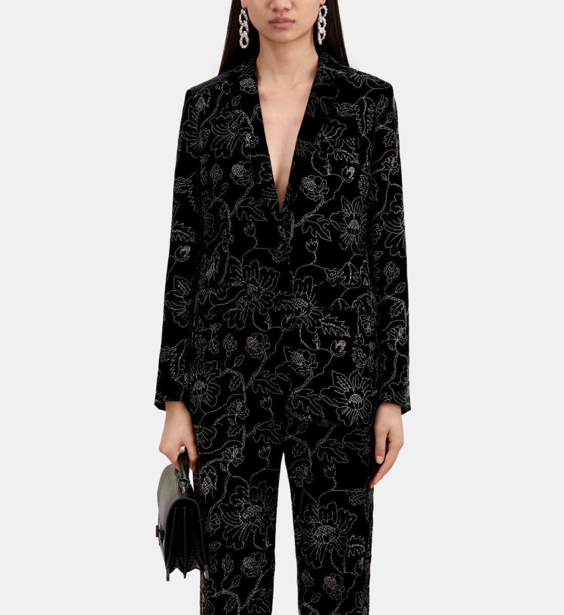 The Kooples - Chaqueta De Traje Cuello Clásico En Terciopelo Con Brillos