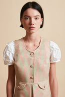 Dress in mohair and wool woven in France zoom -Rose