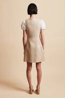 Dress in mohair and wool woven in France back - Pink