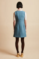 Vestido casulla en lana cady espalda - Azul