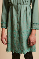 Vestido corto con detalle de blusa en lana virgen tropical - Verde