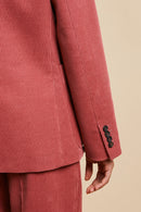 Single-breasted corduroy jacket with bis detail - Vieux Rose