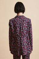 Jacket in interlock jacquard with floral motif all over back - Navy