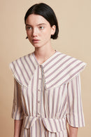Striped midi-length blouse dress - Pink