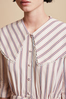Striped midi-length blouse dress - Pink