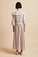 Striped back midi-length blouse dress - Pink