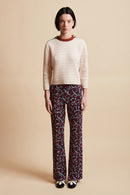 Short sweater in tricolored wool and cashmere - Pale Pink