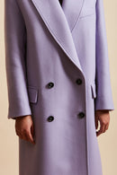 Long flared coat in wool-cashmere Caban fabric woven in Italy
