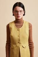 Vestido de mohair y lana tejido en Francia zoom - Amarillo