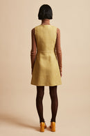 Dress in mohair and wool woven in France back - Yellow