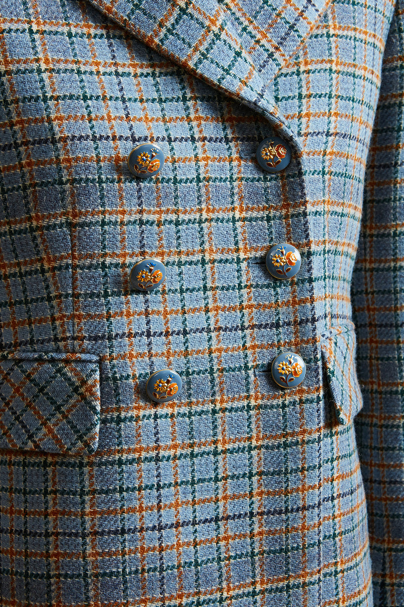 Long Tartan Wool Jacket Woven In France