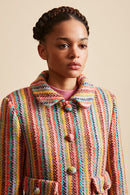 Multicolored Striped Tweed Fitted Short Jacket