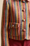 Chaqueta corta ajustada de tweed a rayas multicolor