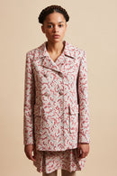 Jacket in interlock jacquard with floral pattern all over face bis - Pink