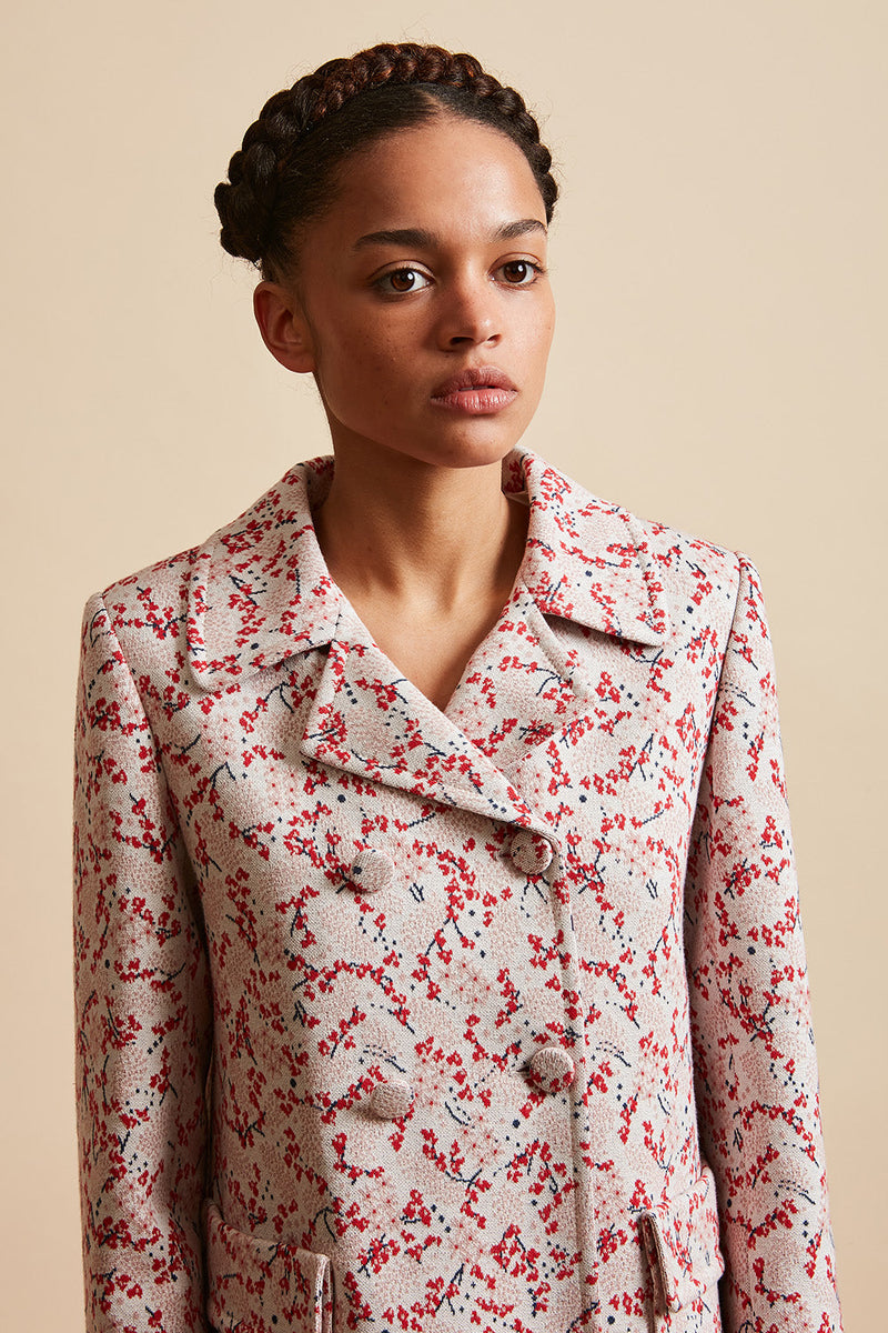 All-over-face floral jacquard interlock jacket - Pink