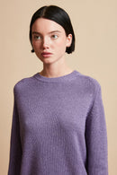 Wool and cashmere knit sweater with round neck - Violet