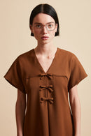 Tropical virgin wool zoom flared short dress - Brown