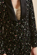 Floral Printed Smooth Cotton Velvet Short Bolero Style Jacket