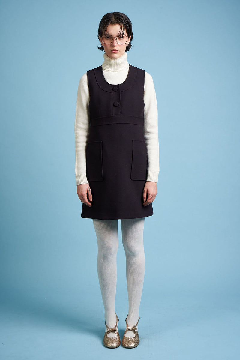 Chasuble dress in full length wool cady - Ebene