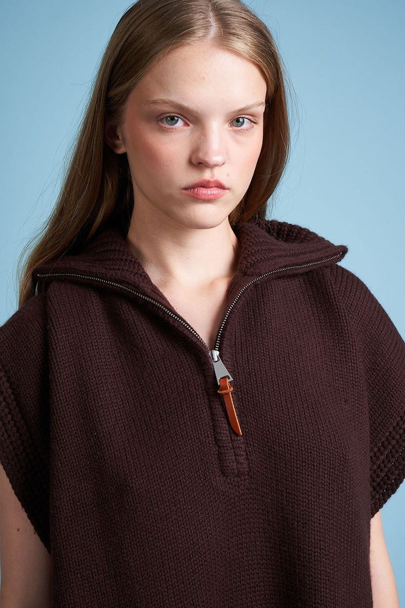 Zoom wool and cashmere cape - Chocolate