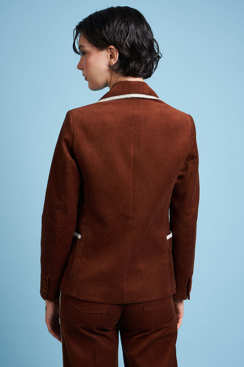 Corduroy back suit jacket - Brown