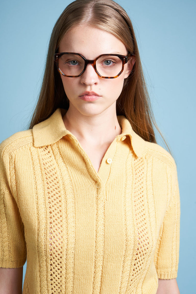 Polo shirt in wool and cashmere zoom - Yellow