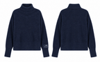 Pull À Col Roulé En Laine - Bleu Marine
