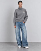 Pull À Col Roulé En Laine À Logo - Gris Chiné