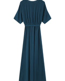Vestido cruzado largo esmeralda Maud