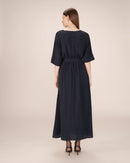 Maud Navy Long Wrap Dress