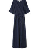 Maud Navy Long Wrap Dress