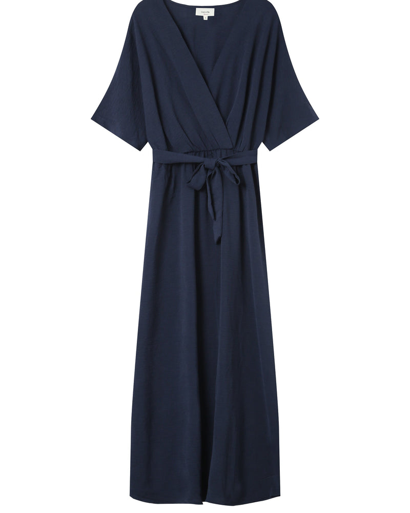 Maud Navy Long Wrap Dress