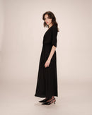 Maud Black Long Wrap Dress