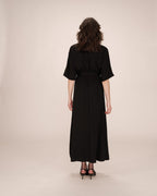 Maud Long Wrap Dress - Black