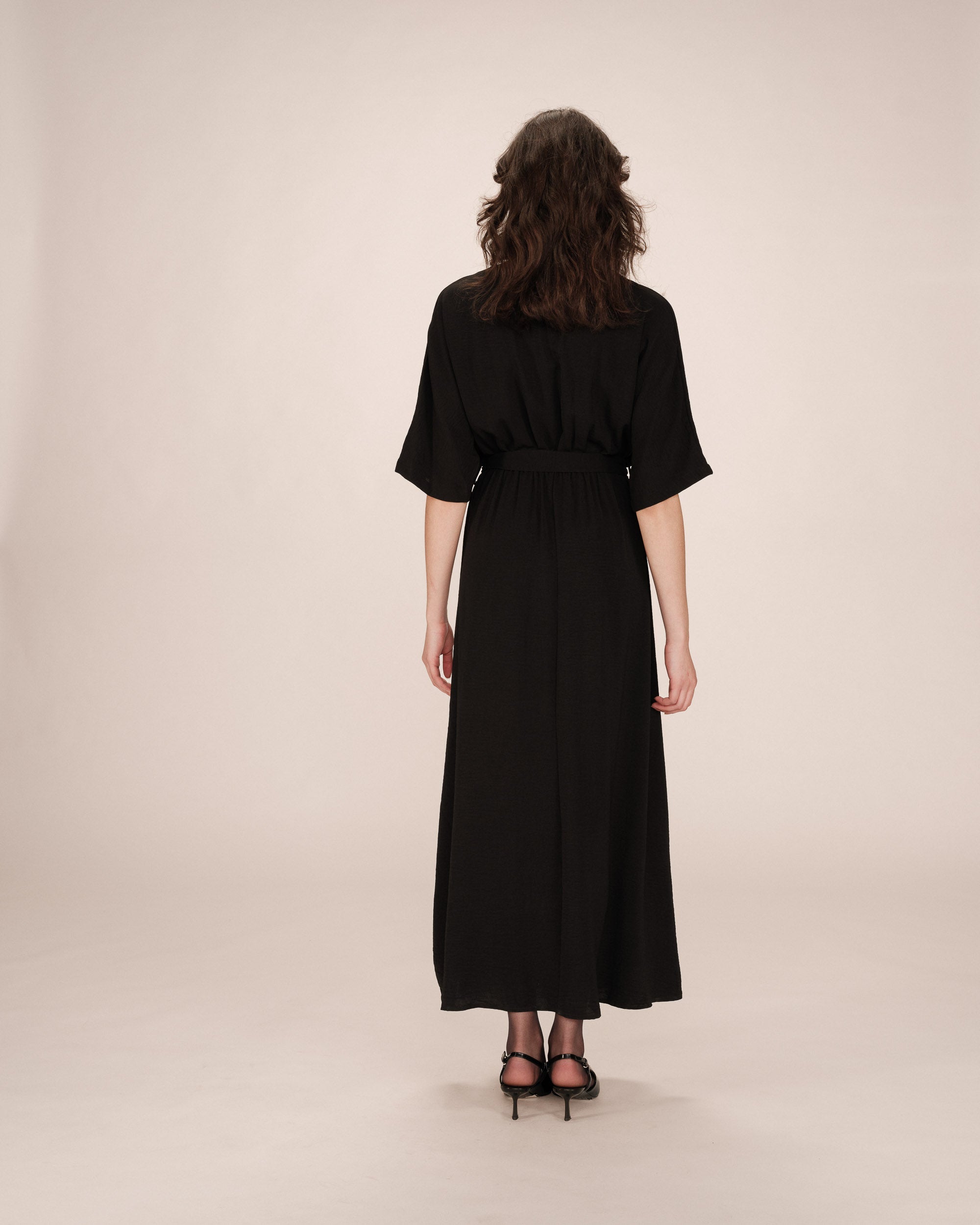 Maud Long Wrap Dress - Black