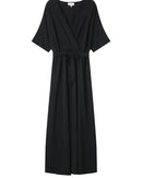 Maud Black Long Wrap Dress