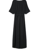Maud Black Long Wrap Dress