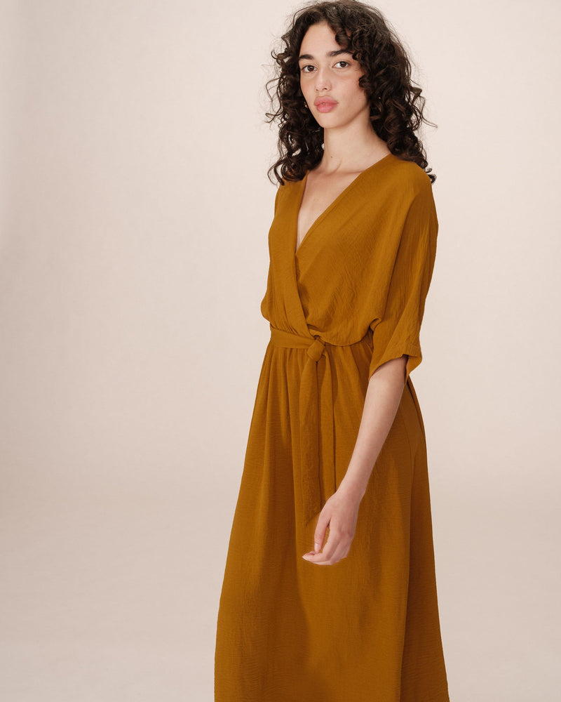 Maud Ocher Long Wrap Dress