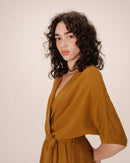 Maud Ocher Long Wrap Dress