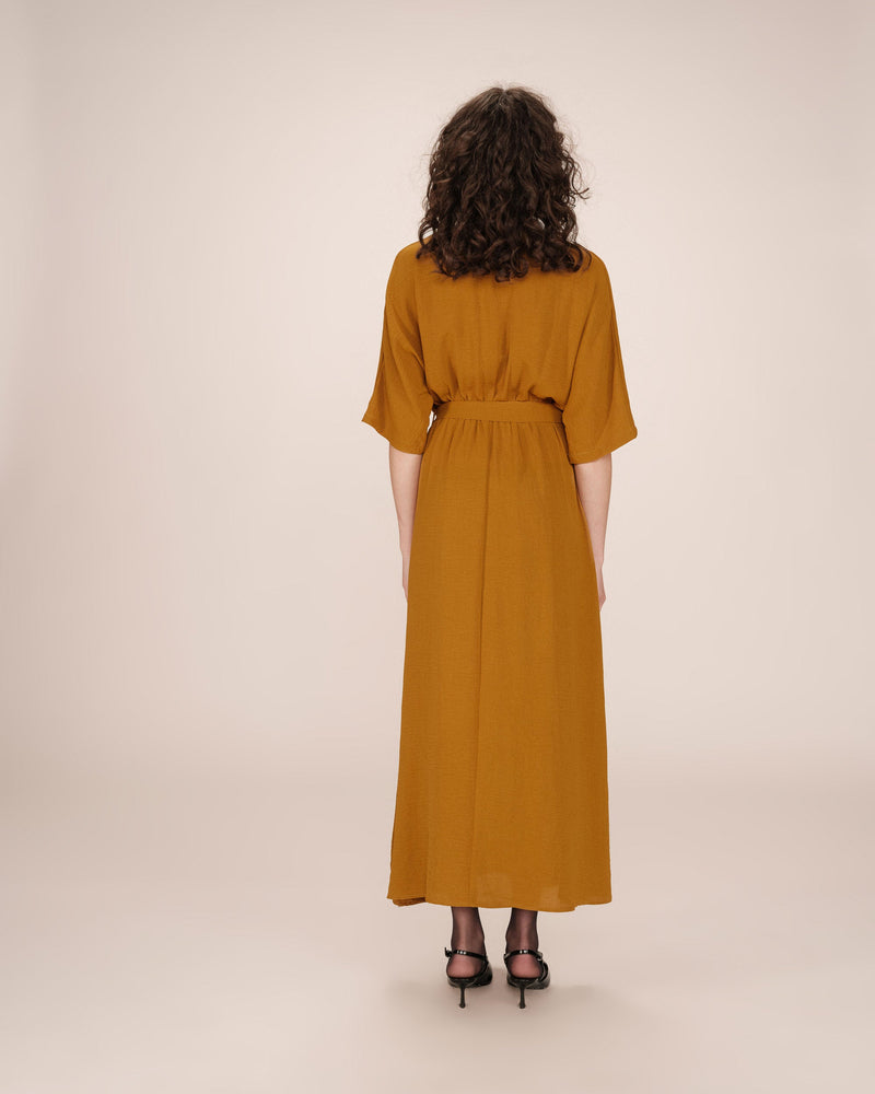 Maud Ocher Long Wrap Dress