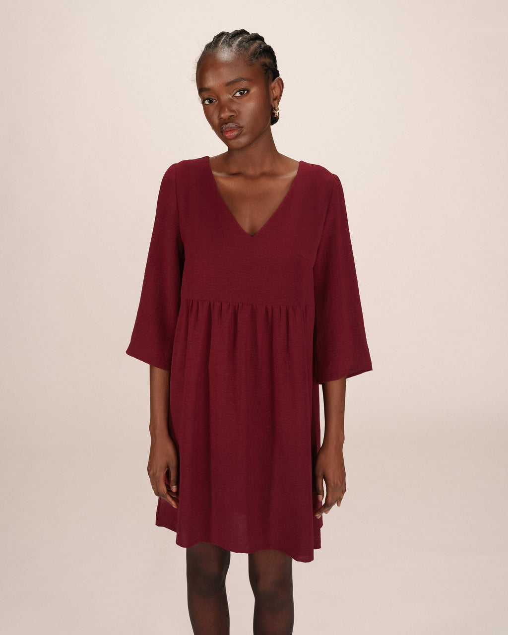 Short Babydoll Dress Burgundy Susana