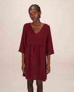 Short Babydoll Dress Burgundy Susana