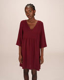 Short Burgundy Babydoll Dress Susana