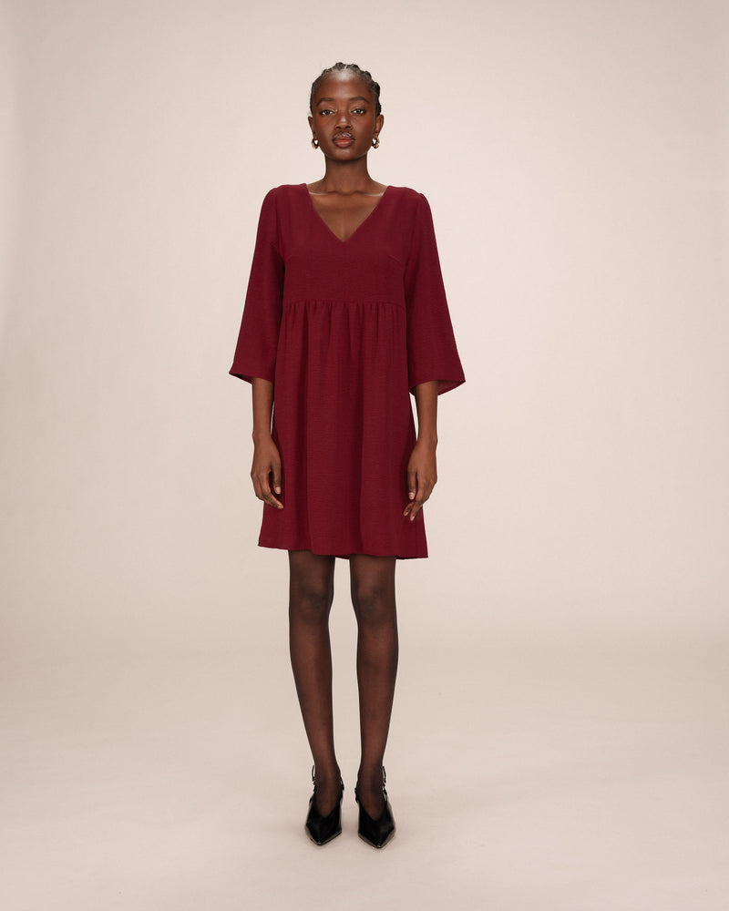 Short Burgundy Babydoll Dress Susana