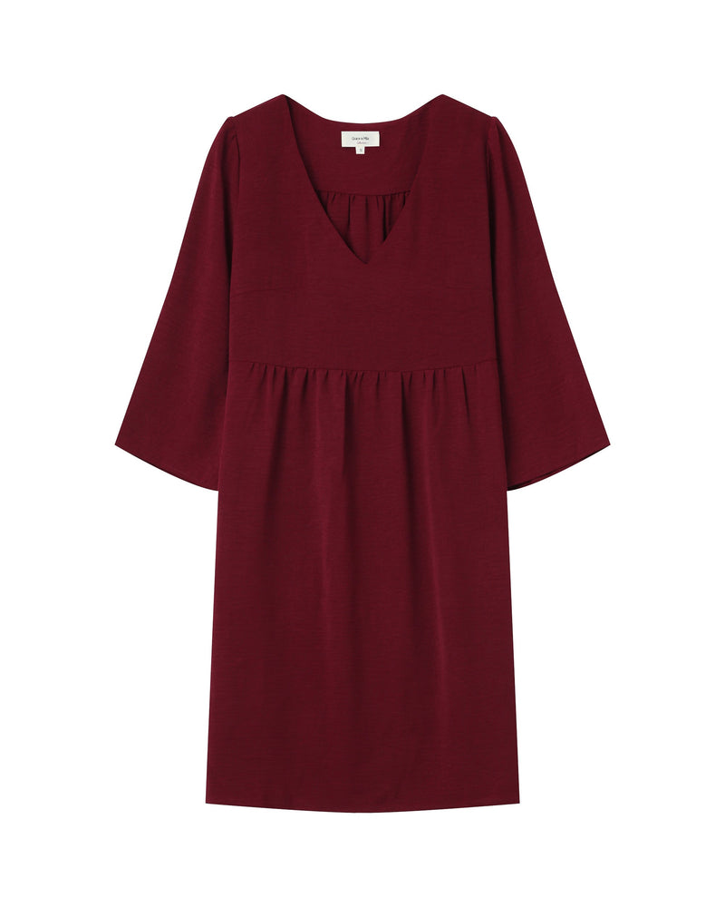 Short Burgundy Babydoll Dress Susana